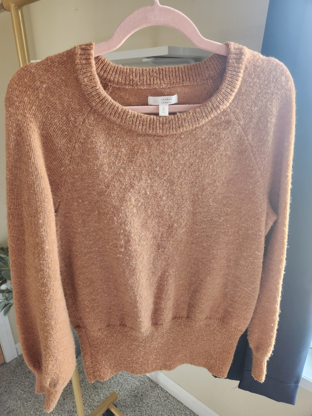 LC Lauren Conrad Women's Scoop-Neck Sweater in Rust Brown